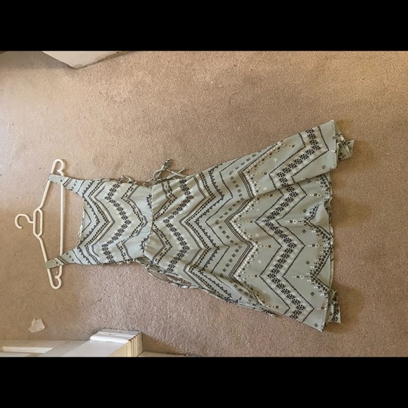 Aqua dress with ties at the sides and zipper - Picture 1 of 1